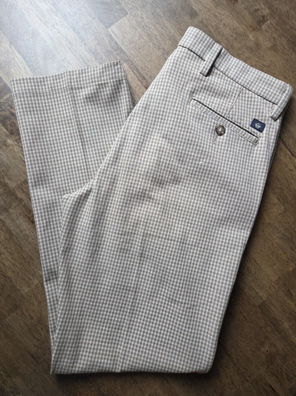 Smart 360 Flex Slim Fit Neutral Checkered Gingham W34 Dockers Trousers